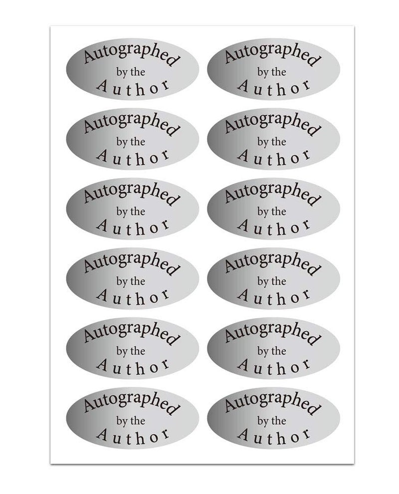 Remarkable Silver Foil Autographed Label Stickers 1 x 2 Inch Oval Autographed by The Author Stickers Laminated Author Stickers-1008 Labels/Pack - Image 1